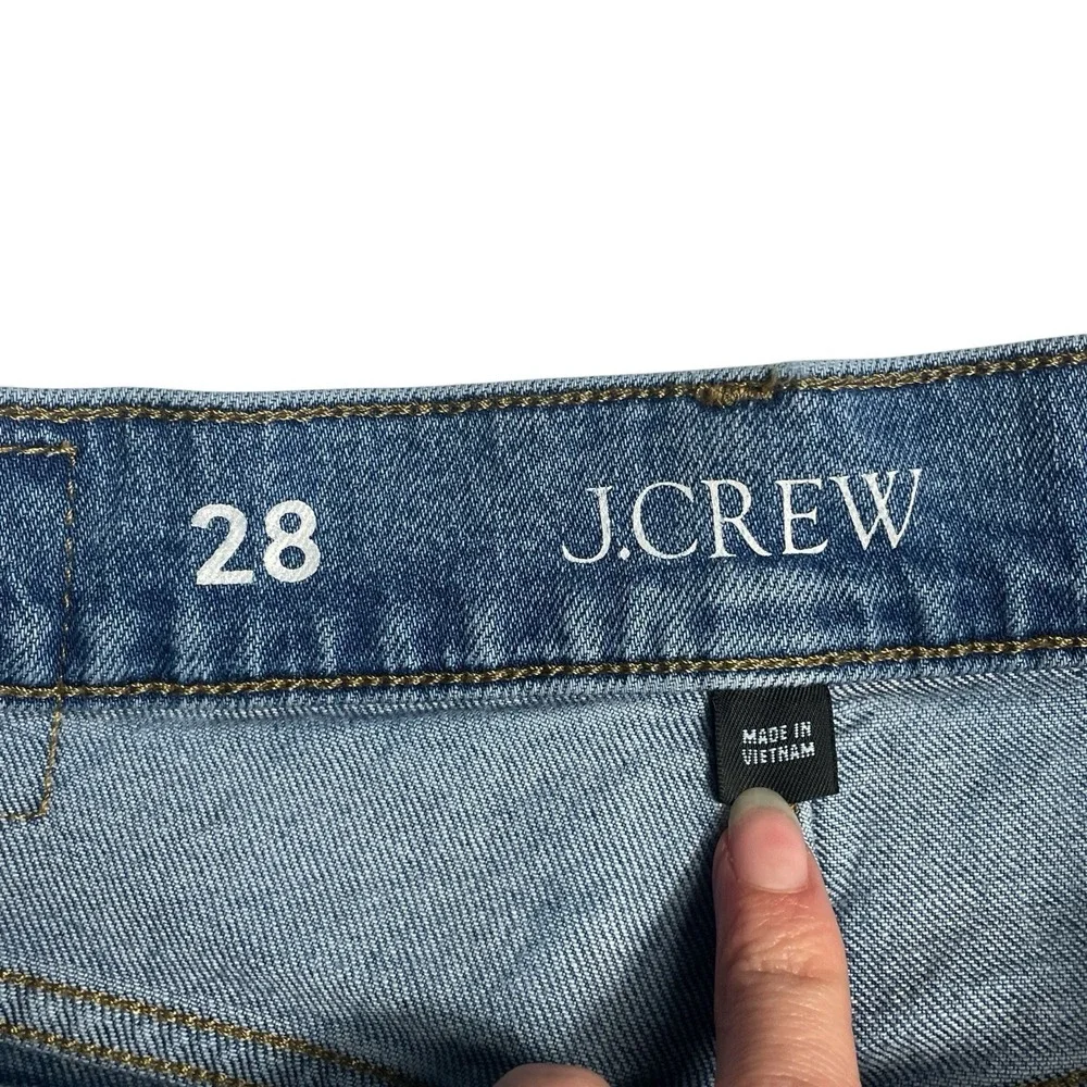 J Crew 96 Denim Trouser Jeans Size 28 High Rise Wide Leg Cuffed CF233 Blue - Picture 4 of 10